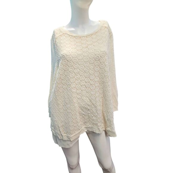 Lucky Brand Cream Sweater 2X Womens Plus Size Textured Layard - Picture 1 of 10